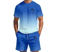 Générique Ensemble 2 Pièces Homme Hawaïen T-Shirt Manches Courtes Dégradé Et Short Imprimé Palmiers Ensemble Jogging Été Tendance Pour Vacances Plage