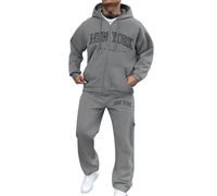 Générique Ensemble 2 Pieces Survêtement Homme À Capuche Et Fermeture Éclair Confort Sweat Et Jogging Avec Cordon De Serrage Décontracté Haut Et Pantalon Résistant Thermique Respirants Survêtement