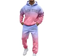 Générique Ensemble 2 Pieces Survêtement Homme À Capuche Imprimé New York Couleurs Dégradé Sweat Tissu En Maille Polaire Respirants Jogging Taille Élastique Et Ourlet Resserré Décontracté Vetement