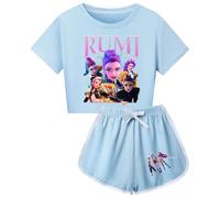 Générique Ensemble 2 pièces survêtement pour enfants T-shirt et pantalon Tenue d'été Imprimés Survêtement Kpop D-Demon H-Hunters Huntrix Huntr/X T-shirt et Pantalon Tenue d'été Imprimés Survêtem ent