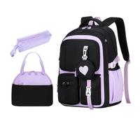Générique Ensemble 3-En-1 Sac à Dos Scolaire Pour Filles, sac à Dos Enfant LéGer et Respirant, Composé D’Un Sac à Livres sac à Repas Isolé Et Trousse à Crayons, Design Mignon Pour Primaire Et CollèGe