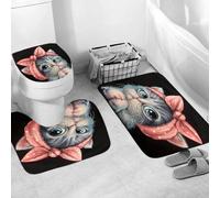Générique Ensemble 3 Tapis Salle De Bain 50X80Cm Chat Mignon Tapis Antidérapant Microfibre Absorbant, Tapis De Douche Absorbant + Contour WC
