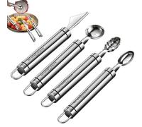 Générique Ensemble 4 Pièces Cuillère À Et Cantaloup en Acier Inoxydable | Couteau Et Ustensile De Coupe | Cuillère À Boule De Fruits Et Glace pour Cuisine