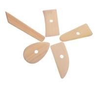 Générique Ensemble 5 pièces Outils de Sculpture Argile Bois Beige, kit pour modelage et lissage Manuel, adapté aux projets de pâte polymère et poterie