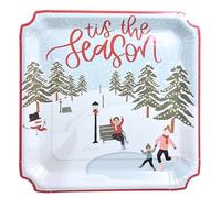 Générique Ensemble 80 pièces de vaisselle jetables pour Noël assiettes, gobelets et serviettes de Fête Winter Snow, Motifs hivernal, Décorations de Noël, 20 couverts