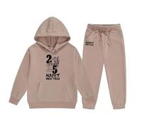 Générique Ensemble à Capuche Et Pantalon de SurvêTementEnsemble Fille Pull à Capuche et Pantalon Confortable Tenue Décontractée Nouvel an 2025 Vêtement Enfant Mode