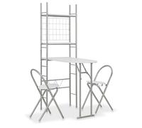 Générique Ensemble à dîner Pliant 3 pcs et étagère de Rangement MDF Acier,Ensembles de Meubles de Salle à manger-284403