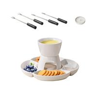Générique Ensemble à fondue au chocolat - Ensemble de bols à fondue au fromage, ensemble de bols à fondue avec fourchette et plaque de cuisson en céramique | Ensemble de bols à fondue avec bougie au
