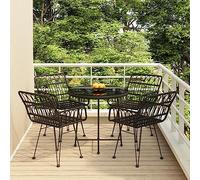 Générique Ensemble à Manger de Jardin 5 pcs Noir Résine tressée,Meubles,Mobilier de Jardin,Salons de Jardin,Noir,32.95 KG,3157842