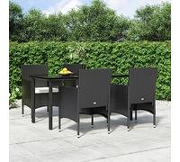 Générique Ensemble à Manger de Jardin avec Coussins 5 pcs Noir,Meubles,Mobilier de Jardin,Salons de Jardin,Noir,46.95 KG,3156600