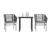 Générique Ensemble à Manger de Jardin et Coussins 3 pcs Noir rotin Verre,Salons de Jardin,32.14KG-3334611