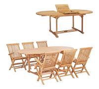 Générique Ensemble à Manger d'extérieur 7pcs 150-200x100x75cm Teck Massif,Meubles, Mobilier de Jardin, Salons de Jardin, Brun (Poids 88.78KG)