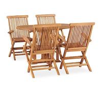 Générique Ensemble à Manger d'extérieur Pliable 5 pcs Bois Solide de Teck,Meubles,Mobilier de Jardin,Salons de Jardin,Brun,46.86 KG,3059975