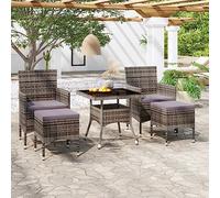 Générique Ensemble à Manger Jardin 5 pcs résine tressée Verre trempé Gris,Meubles,Mobilier de Jardin,Salons de Jardin,Gris,36.2 KG,3058329