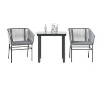 Générique Ensemble à Manger Jardin Coussins 3 pcs Gris Poly rotin Verre,Salons de Jardin,32.14KG-3334625