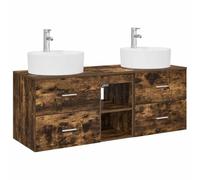 Générique Ensemble Armoire Salle De Bain 3 Pc Chêne Fumé | Lavabos muraux,cabinet,bois d'ingénierie,design mural,installation flexible,forets inclus