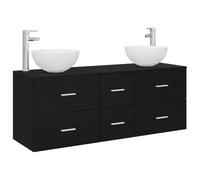 Générique Ensemble Armoire Salle De Bain 3 Pc Chêne Noir Mural | Bois d'ingénierie,acier,montage mural,design épuré,forets inclus,rangement spacieux