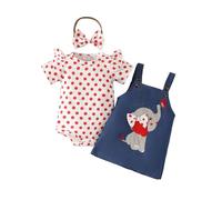 Générique Ensemble Bébé Fille Manches Courtes Pois Points Corps Bodyship Cartoon Éléphant Jean Salopette Jupe Bandeau Vêtements Nouveau Né 3M 18M- Corsage(Red, 9-12 Months)