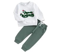 Générique Ensemble BéBé GarçOn,Ensemble BéBé GarçOn Haut à Manches Longues Et Pantalon avec Broderie sur Serviette IdéAl pour Les Photos De Famille Pendant Les FêTes (Grey 0-6 Months)