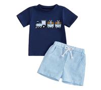 Générique Ensemble Bebe GarçOn Ensemble de Pâques pour bébé garçon Comprenant Un t Shirt Manches Courtes Motif Carotte et Un Short Taille élastique. Vêtements d'été. (Blue, 12-18 Months)