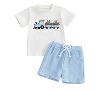 Générique Ensemble Bebe GarçOn Ensemble de Pâques pour bébé garçon Comprenant Un t Shirt Manches Courtes Motif Carotte et Un Short Taille élastique. Vêtements d'été. (White, 18-24 Months)