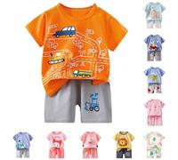 Générique Ensemble Bebe Garçon Eté Ensemble pour Petit Garçon T Shirt Manche Courte Et Short en Coton avec Impression Cartoon Confortable pour Enfants De 3 Mois A 8 Ans Plusieurs Modeles Disponibles