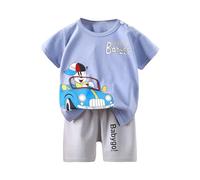Générique Ensemble Bebe Garçon Eté Ensemble pour Petit Garçon T Shirt Manche Courte Et Short en Coton avec Impression Cartoon Confortable pour Enfants De 3 Mois A 8 Ans Plusieurs Modeles Disponibles