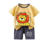 Générique Ensemble Bebe Garçon Eté Ensemble pour Petit Garçon T Shirt Manche Courte Et Short en Coton avec Impression Cartoon Confortable pour Enfants De 3 Mois A 8 Ans Plusieurs Modeles Disponibles