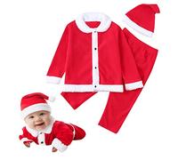 Générique Ensemble Bebe Garçon Noel,Vetement Enfant Garcon 10 Ans Hiver Combinaison Bébé Costume Père Noël Luxe Carnaval Deguisement Barboteuse De + Pantalon Chapeau (Rouge#1,18-24 Moi)