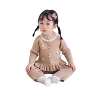 Générique Ensemble Bébé Naissance Fille Vetement Mode, Ensemble 2 pièces Fille en Dentelle et Tricot Doux Cardigan Pantalon à Volants vêtement bébé Automne Confortable Nouveau-né 0-24 Mois