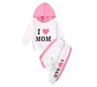 Générique Ensemble Bébé Naissance Fille Vetement Mode, Ensemble 2 Pièces Fille Haut à Capuche et Pantalon Tenue Confortable Vêtement Bébé Imprimé Lettre Décontracté