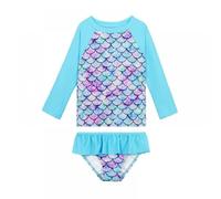 Générique Ensemble Bikini pour Filles - Maillot de Bain 2 pièces pour Fille Ensemble Bikini Taille Haute avec Cache-Maillot (Blue 100=L)