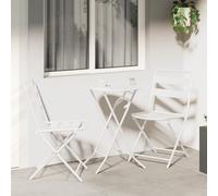 Générique Ensemble Bistro Pliable 3 Pièces Acier Blanc,Salons de Jardin,16.65KG-42010317