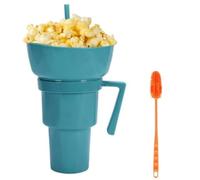Générique Ensemble bol et tasse, tasses à snacks et à boissons 2 en 1, gobelet de stade Gobelet à pop-corn, gobelet multifonction réutilisable anti-chaleur, pour pop-corn, bonbons, chips, etc. (bleu)