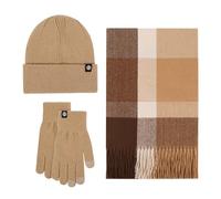 Générique Ensemble Bonnet Echarpe Gant Femme Hiver Pompon Tricotés Gants Cache-Oreilles Écharpe Homme Cadeaux De Anniversaire Pour Femmes Tour Cou Buff Cache Moto Ski (Kaki,Taille unique)