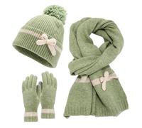 Générique Ensemble Bonnet Gant Echarpe Femme Coupe-Vent 3 en 1 Laine Chapeau Gants Écharpe pour Hiver Foulard Ronde Moto Grande Écharpe Coussin Tour De Cou Cache-Cou (Vert,Taille Unique)