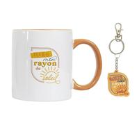 Générique Ensemble Cadeau Mug et Porte-clés avec Message Tu Es Mon Rayon de Soleil, Blanc et Orange