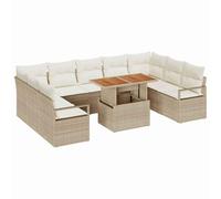Générique Ensemble Canapé Jardin 10 Pièces 9 Places Poly Rattan Marron | Rangement intégré, pieds réglables, coussins zippés lavables, acier revêtu poudre, design modulaire