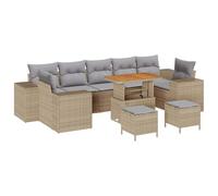 Générique Ensemble Canape Jardin 10 Pieces Beige Gris Clair | Poly Rattan, Structure Acier, Coussins Amovibles, Modulaire, 4 Canapes Avec Accoudoirs