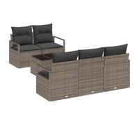 Générique Ensemble Canape Jardin 6 Pieces Gris Polyrotin | Modulaire, Rangement Dissimule, Table Verre, Coussin Impermeable, Acier Poudre