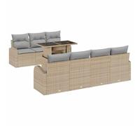 Générique Ensemble Canape Jardin 8 Pcs Beige Poly Rattan | Modulaire, 3 Sieges Sans Bras, 4 Canapes Avec Accoudoirs, Table Coordonnee, Coussins Mousse