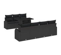 Générique Ensemble Canape Jardin 8 Pcs Noir Poly Rattan | Modulaire, 3 Sieges Sans Bras, 4 Canapes Avec Accoudoirs, Table Coordonnee, Coussins Mousse