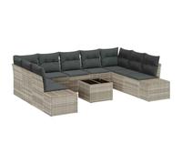 Générique Ensemble Canapé Jardin 9 Pcs Gris Clair Polyrotin | Modulaire, Résistant aux Intempéries, Sièges d'Angle et Centraux, Sac de Rangement Imperméable