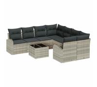 Générique Ensemble Canape Jardin 9 Pieces Poly Rattan Gris | Table verre trempe, acier revetu poudre, coussins polyester, design modulaire