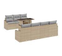 Générique Ensemble Canape Jardin Modulaire 8 Pieces Beige Gris Clair | Poly Rotin Tisse Main, Cadre Acier Revetu Poudre, Coussins Zippes, Design Flexible Exterieur