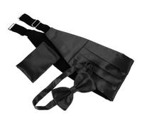 Générique Ensemble Ceinture Ajustable et Nœud en Polyester Noir Mouchoir pour Hommes, Style Classique et Élégant, pour Mariages et Réunions D'église