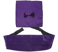 Générique Ensemble Ceinture de Smoking pour Hommes en Satin Pourpre Nœud Pré-noué et Mouchoir Élégant pour Célébrations et Soirées Formelles