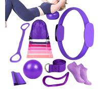 Générique Ensemble Cercle et Ballon de Pilates,Set Cercle Pilates avec Sangle Élastique | Accessoires Entraînement à Domicile Gym Set pour Stabilité Flexibilité Force Corps Enthousiastes Fitness