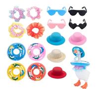 Générique Ensemble Chapeau De Paille D'été Little Goose - Lunettes De Rayées à Manches Courtes Et Collier | Ensemble Des Vêtements Little Duck | Accessoires Oie Bureau Pour Statue Animalière