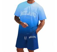 Générique Ensemble Chemise et Pantalon Homme Drapeau Italien Décontracté Ete Chemise de Voyage Souvenir et Short Casual Chic Leger Vêtement Sportswear Jogging Tenue de Plage Vacances Set Outfit